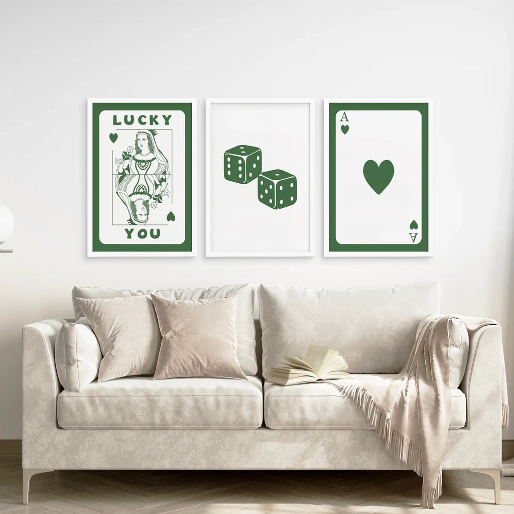 Vintage Poker Card Set of 3 Pieces Trendy Wall Art