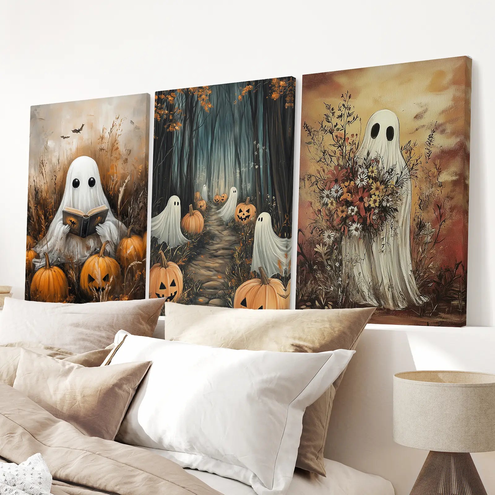 Ghosts Halloween Trendy Wall Art Poster Set Decor