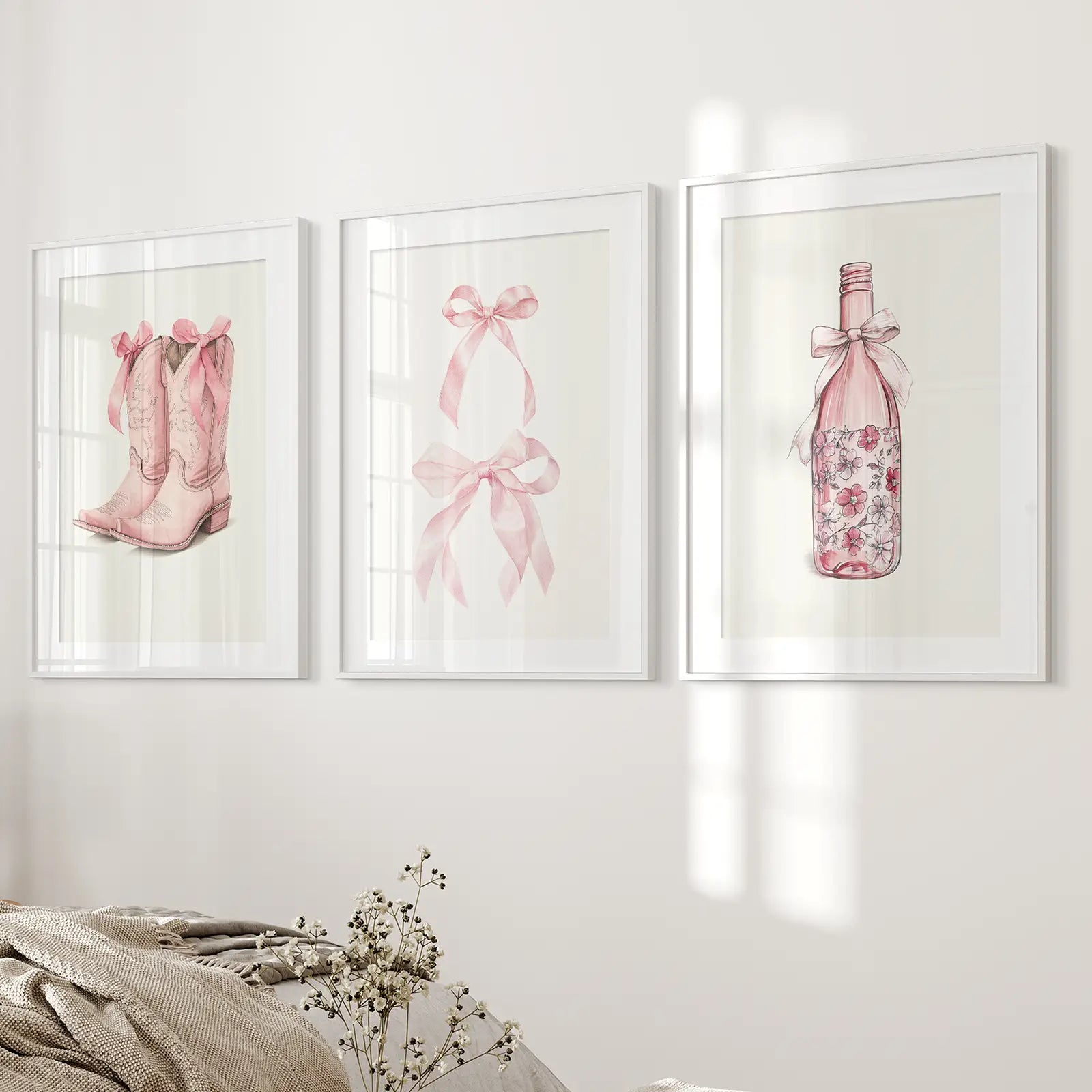 Cowgirl Boots Preppy Modern Wall Art Poster Set