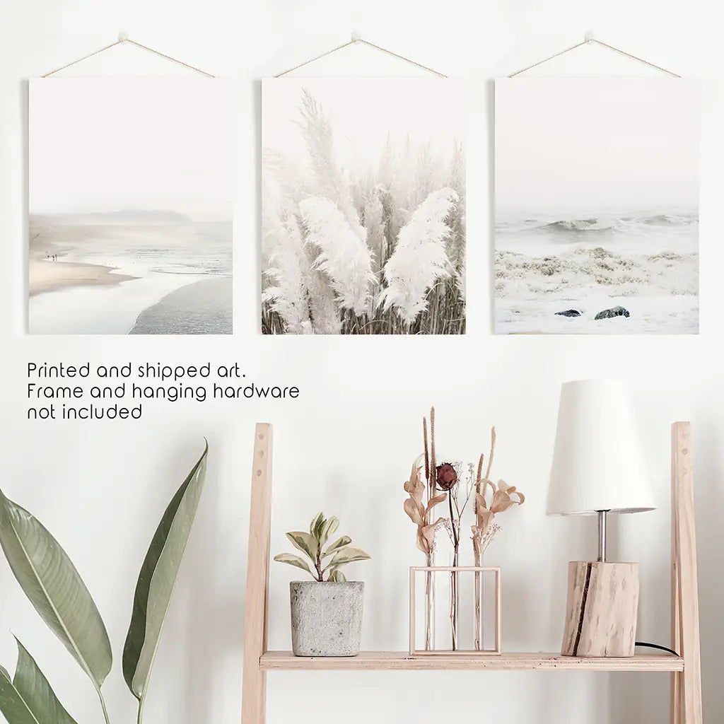 Beige Boho Beach Wall Art. Set of 3 Prints