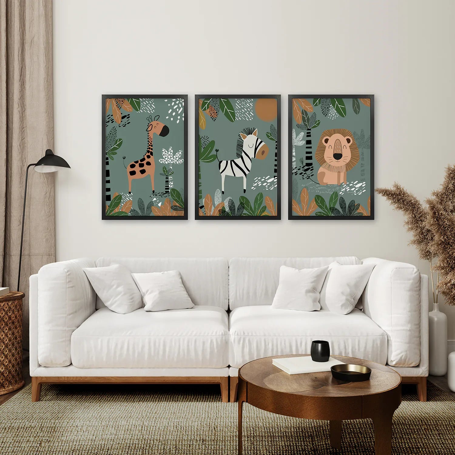 Baby Giraffe, Zebra, Lion Nursery Wall Decor