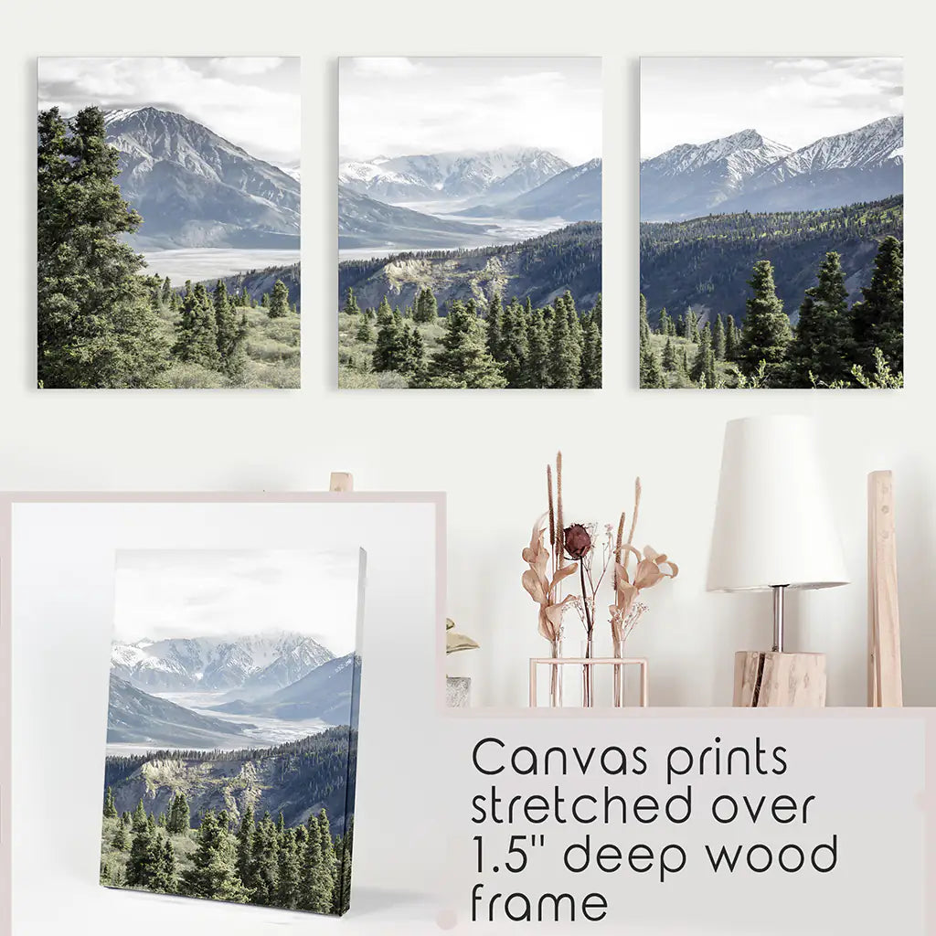 Kluane National Park Wilderness Nature Triptych. Mountains Prints