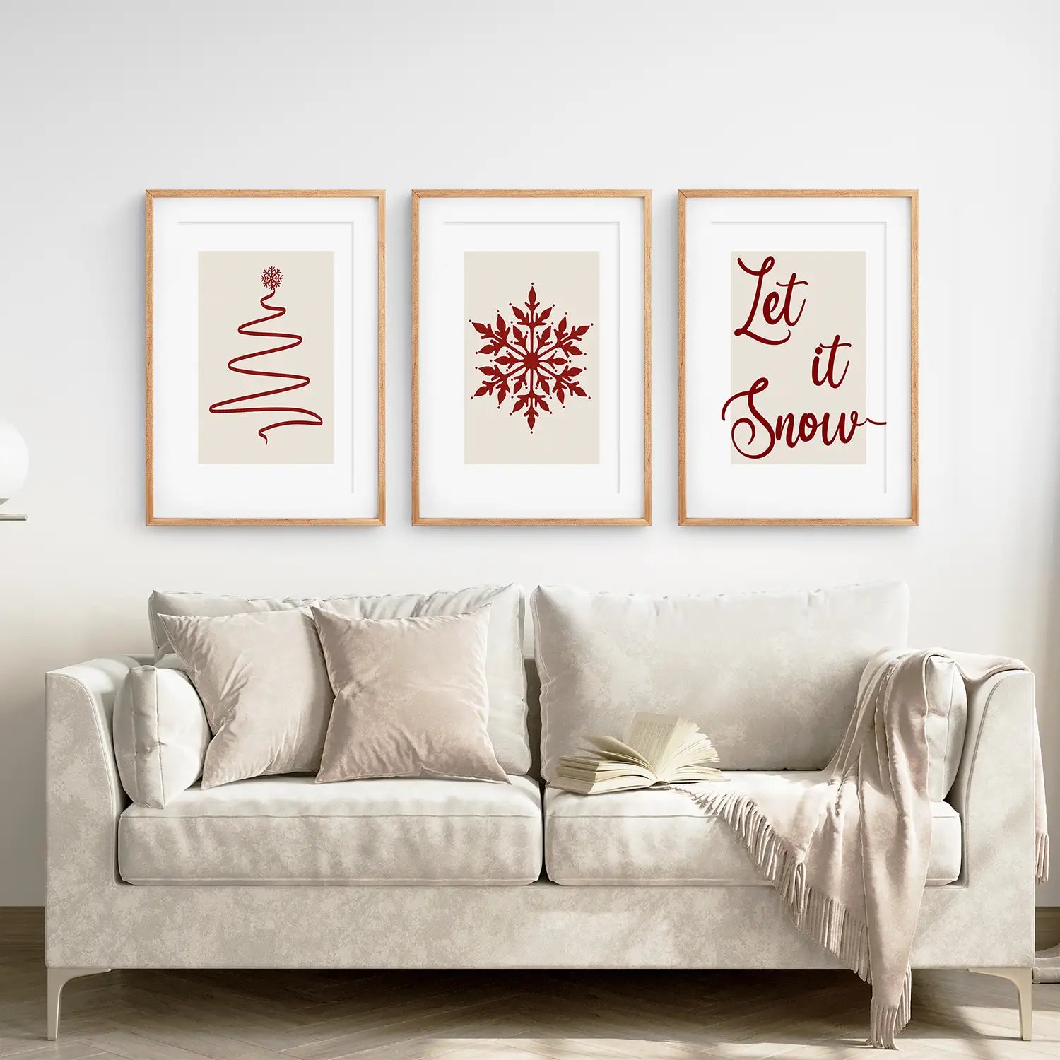 3 Piece Wall Art Christmas Tree Snowflake Poster