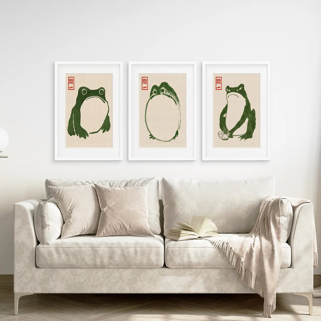 Japanese Matsumoto Hoji Frog Wall Art Print Set