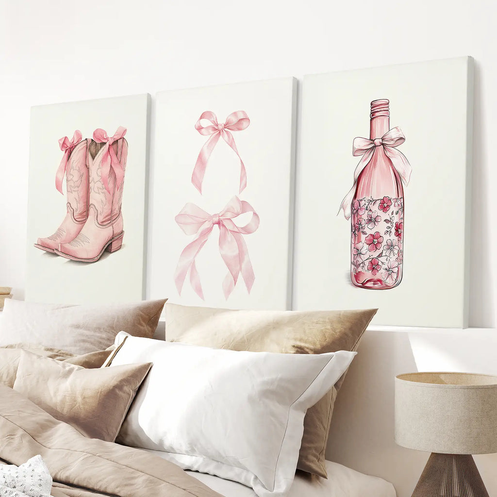 Cowgirl Boots Preppy Modern Wall Art Poster Set