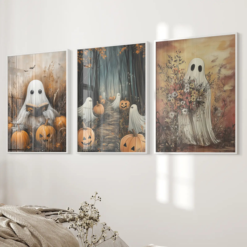 Ghosts Halloween Trendy Wall Art Poster Set Decor