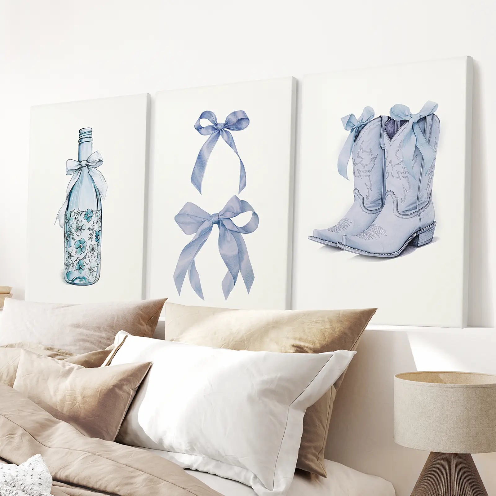 Preppy Aesthetic Dorm Decor Blue Wall Art Prints