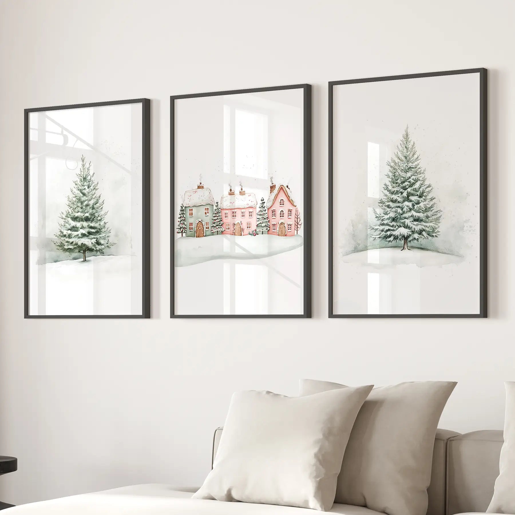 Winter Evergreen Tree Xmas Decor Wall Art Posters
