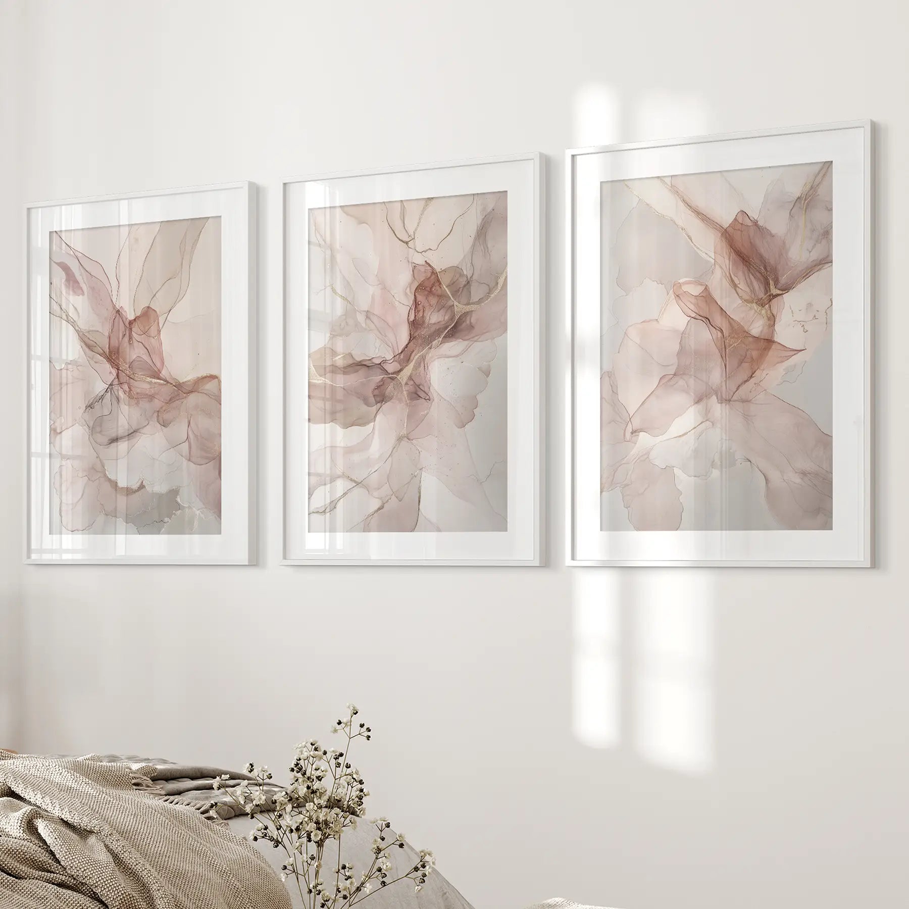 Neutral Abstract Set of 3 Prints Wall Art Decor
