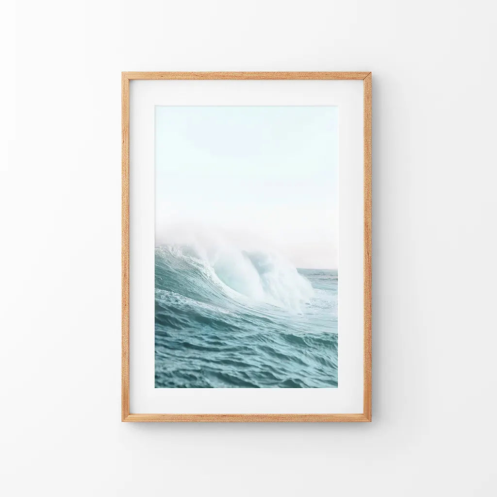 Large Pastel Blue Ocean Waves Print. Nautical Theme