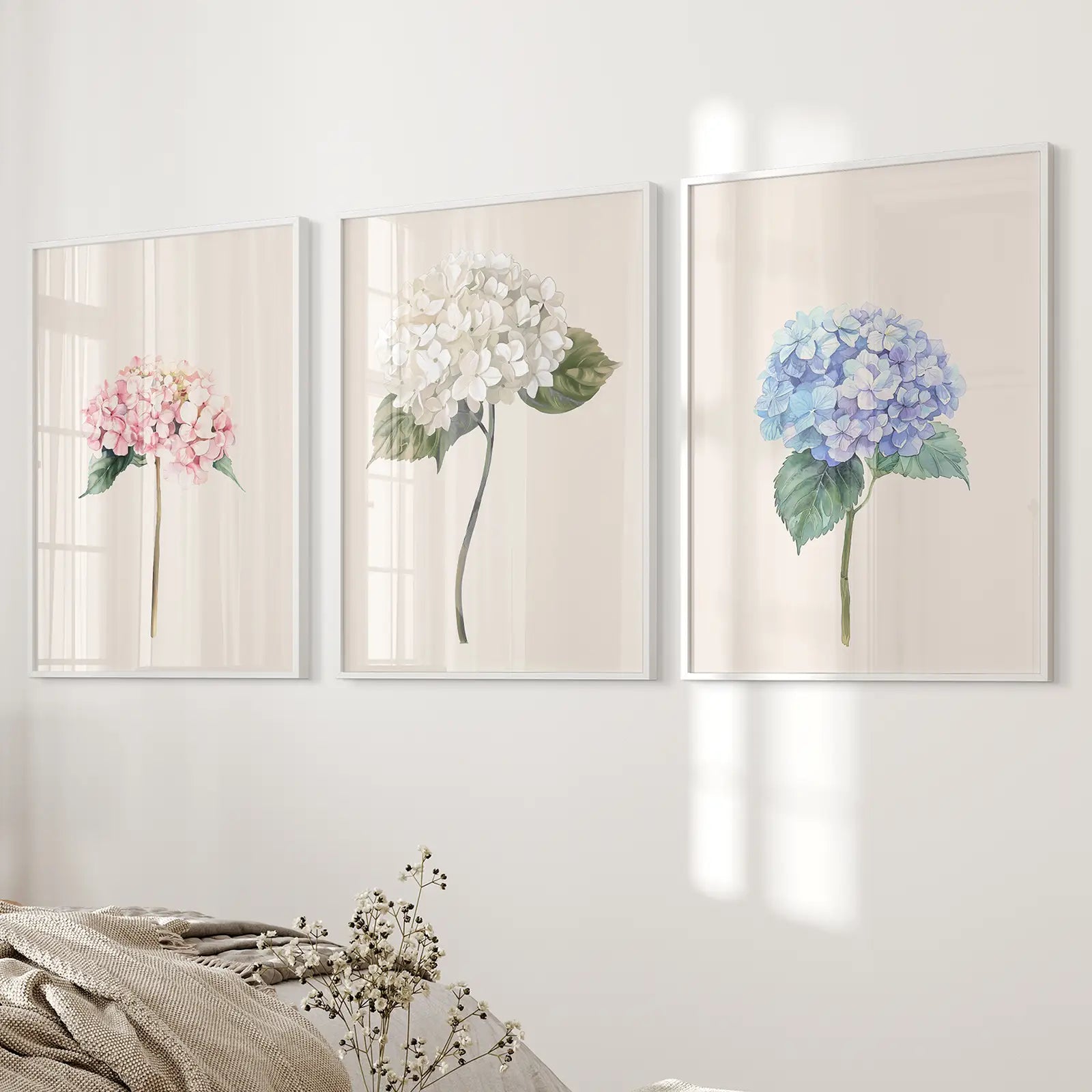 Minimalist Botanical Hydrangea Art Poster Decor