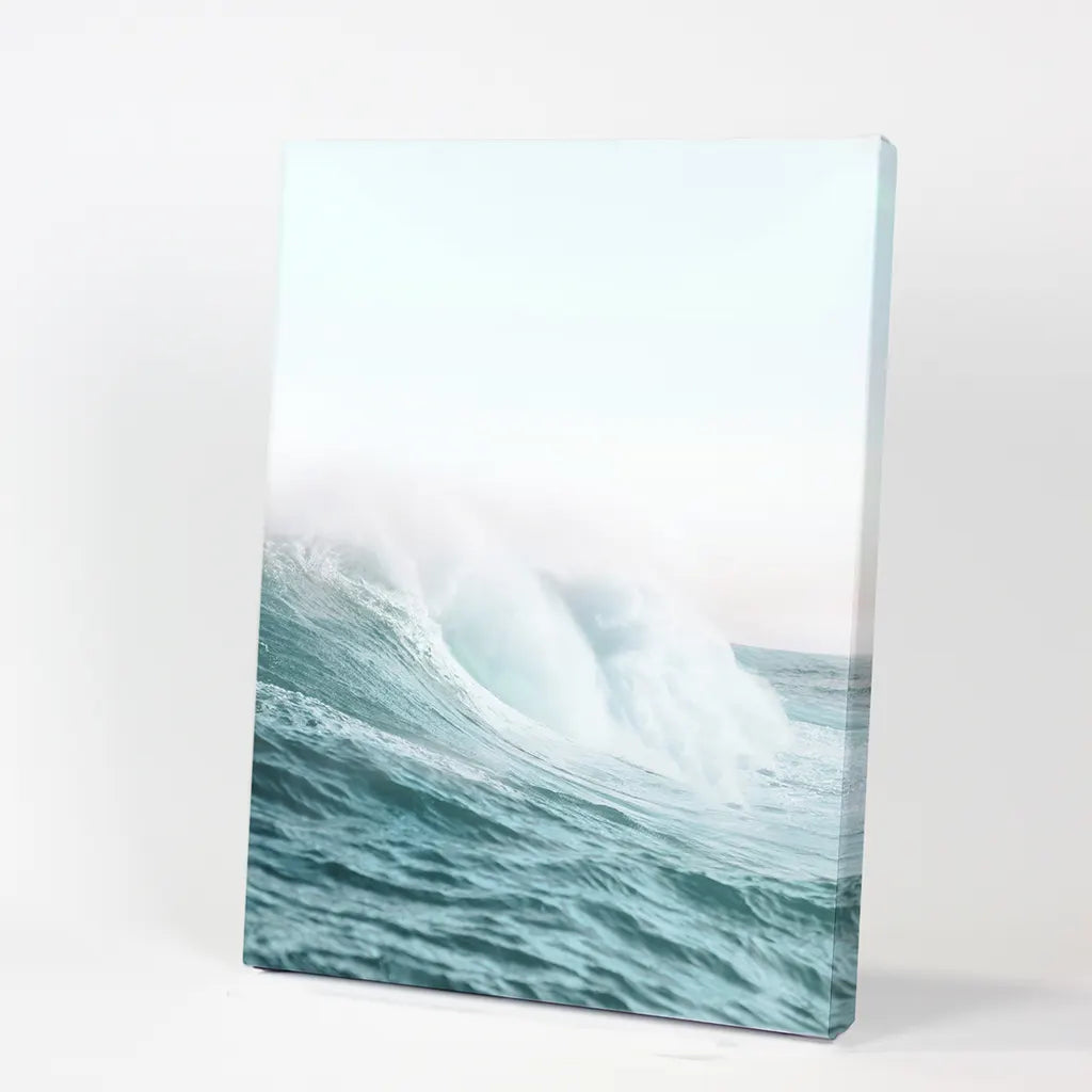 Large Pastel Blue Ocean Waves Print. Nautical Theme