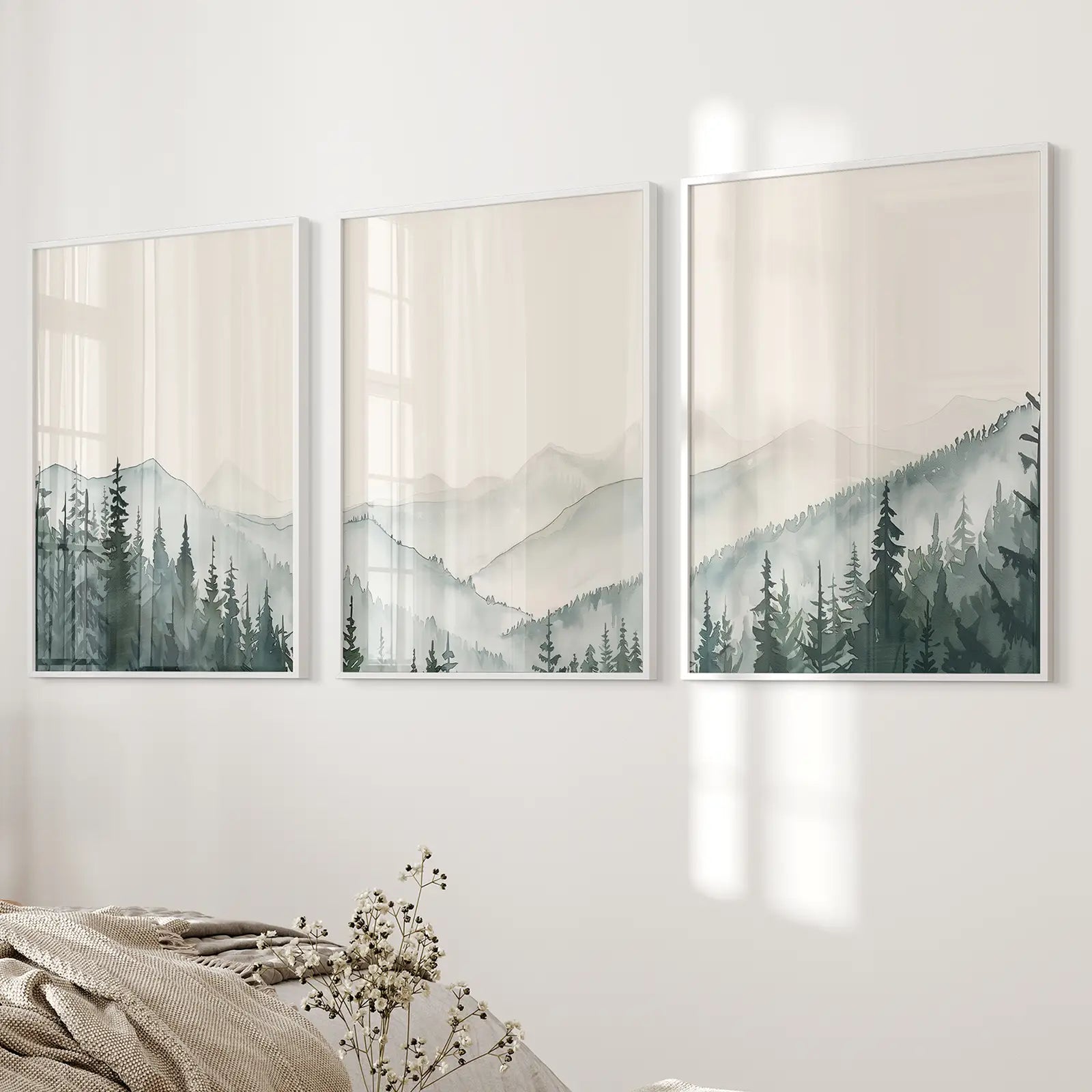Set of 3 Mountain Forrest Decor Prints Wall Art