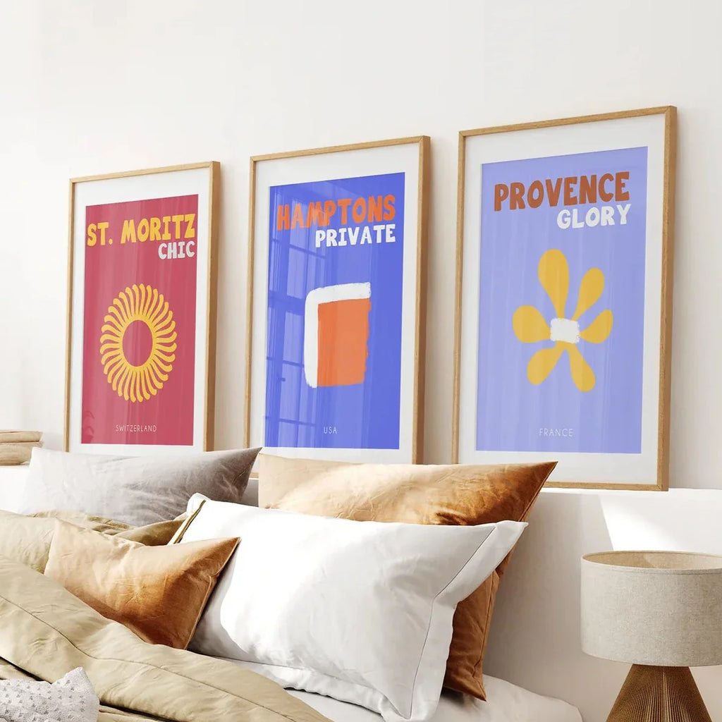 Maximalist Style Set of 3 Posters. Travel Theme