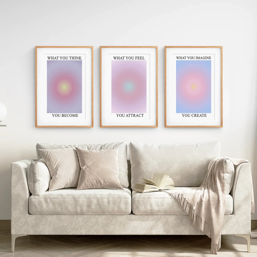 Trendy Spiritual Aura Energy Set of 3 Prints