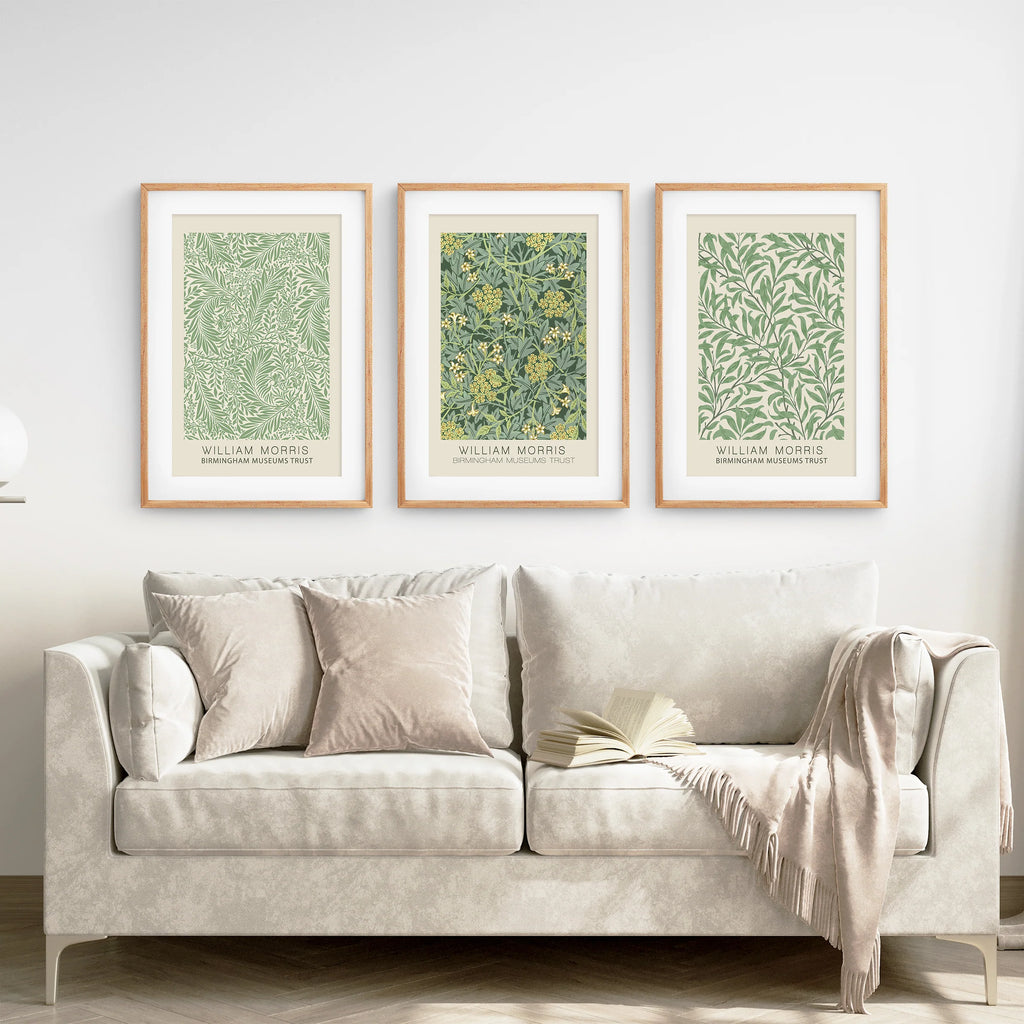 3 Piece William Morris Wall Art Set. Greenery Exhibition Style