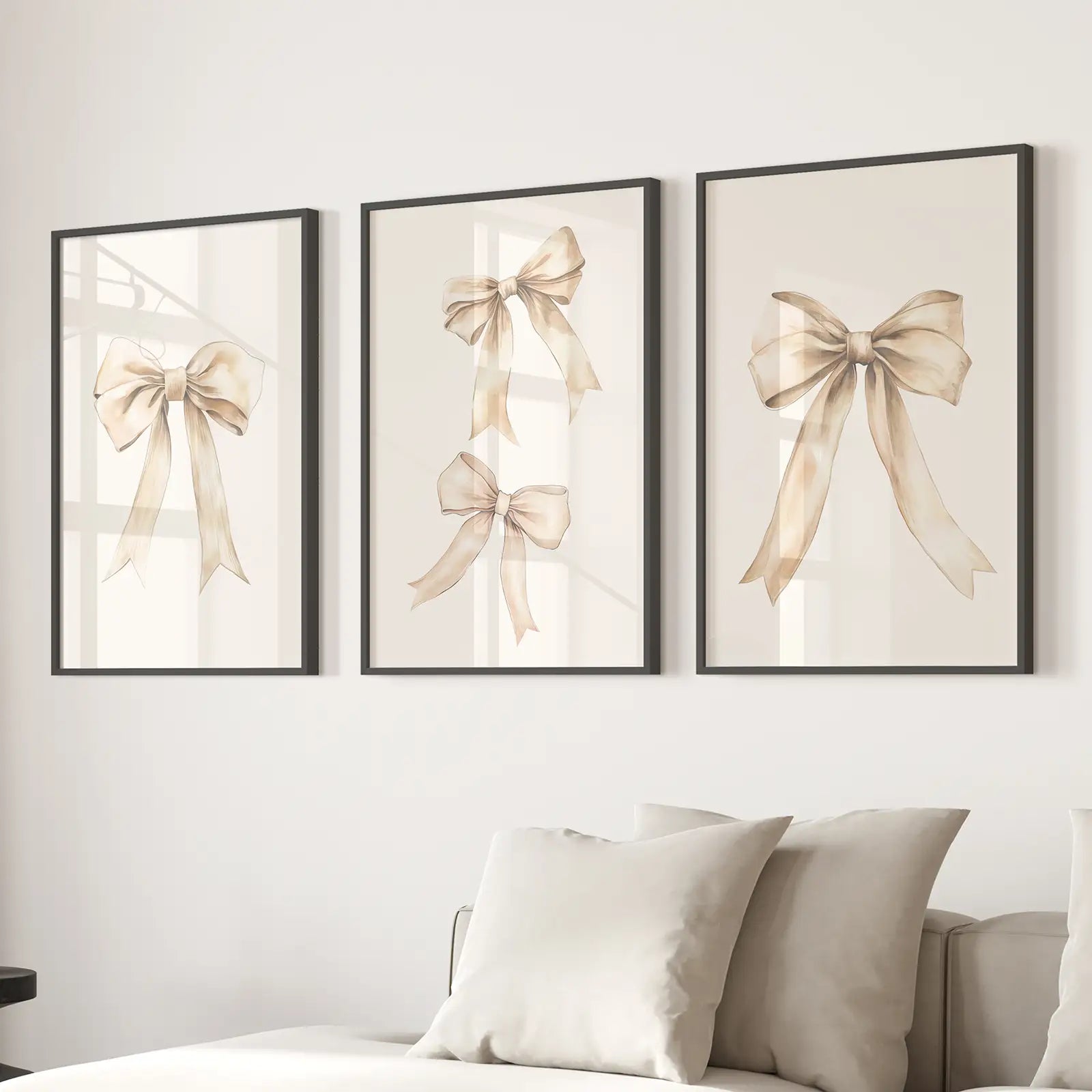 Trendy Aesthetic Bows Nursery Wall Art Set Poster