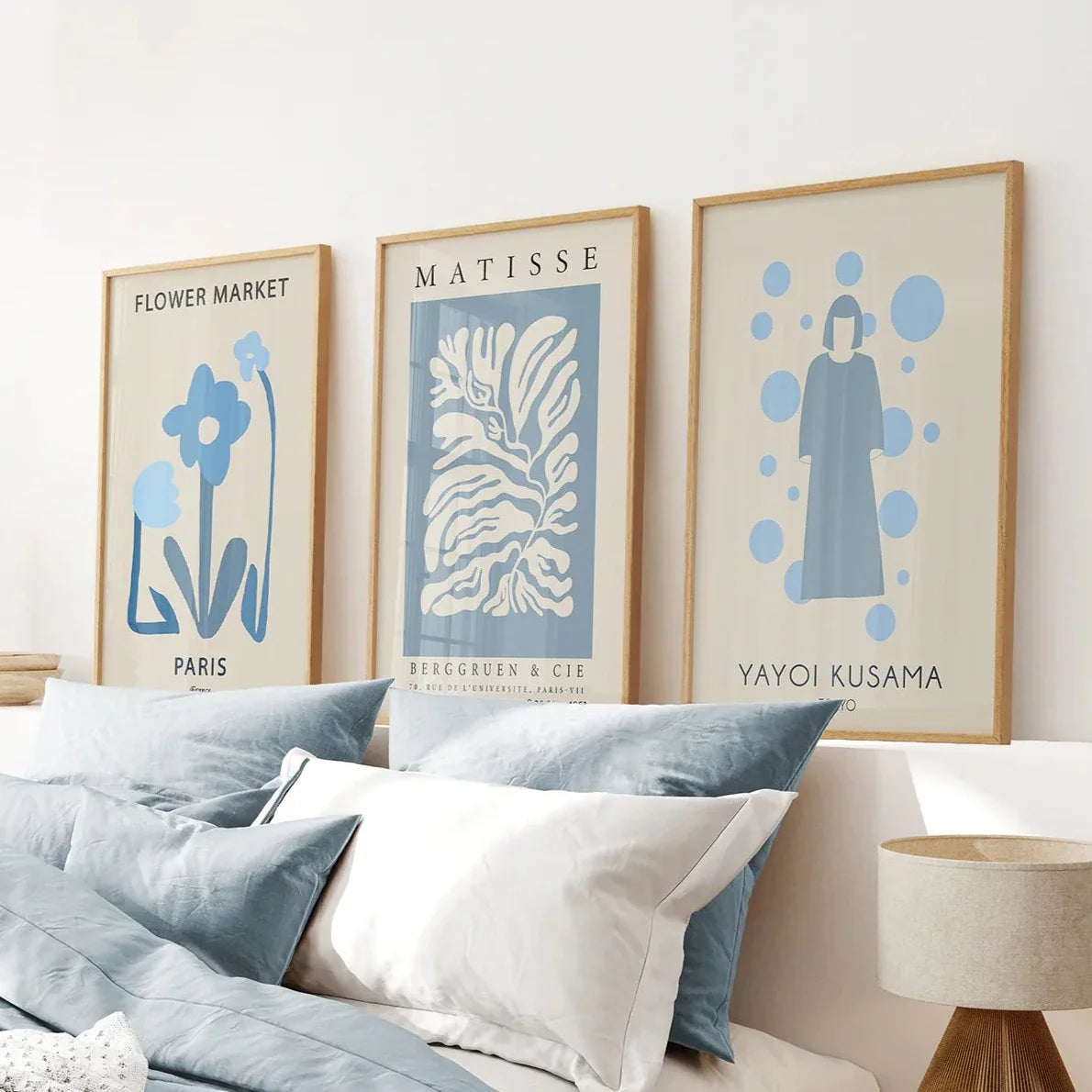 Modern Y2k Style Set of 3 Posters. Pastel Blue