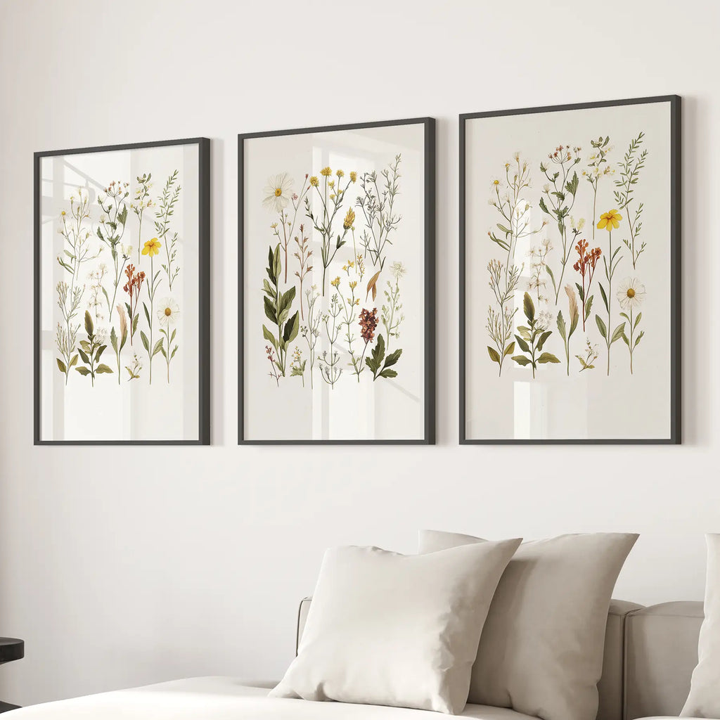 Wildflower Nature Prints. Modern Wall Art Decor