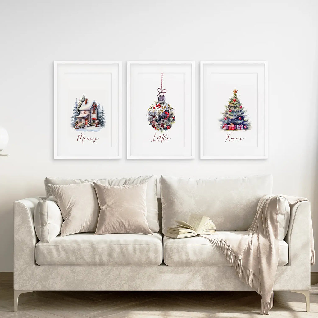 Painting Snowy Christmas Tree Nursery Wall Art