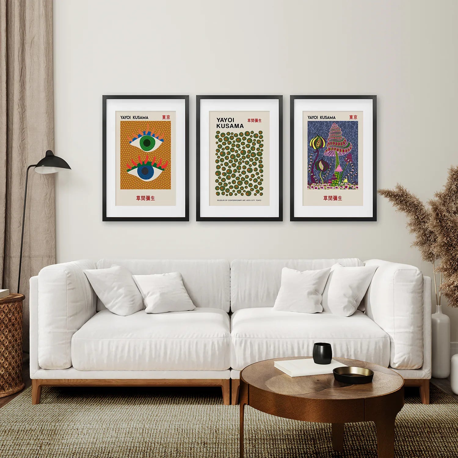 Yayoi Kusama Exhibition Wall Art Set of 3 Prints