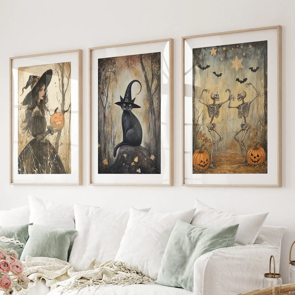 Witchy Halloween Fall Decor Modern Wall Art Print