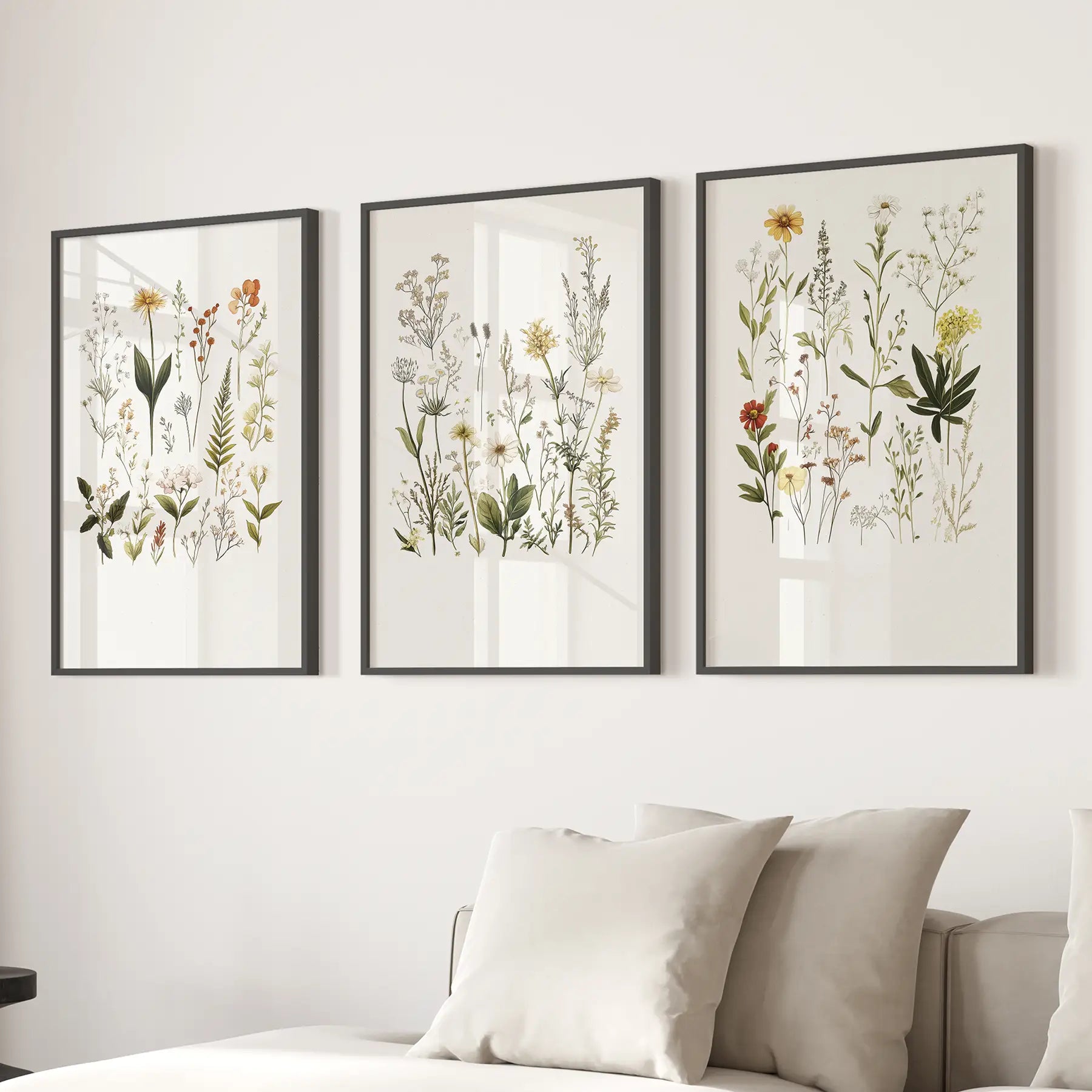 Watercolor Set of 3. Colorful Wildflower Prints