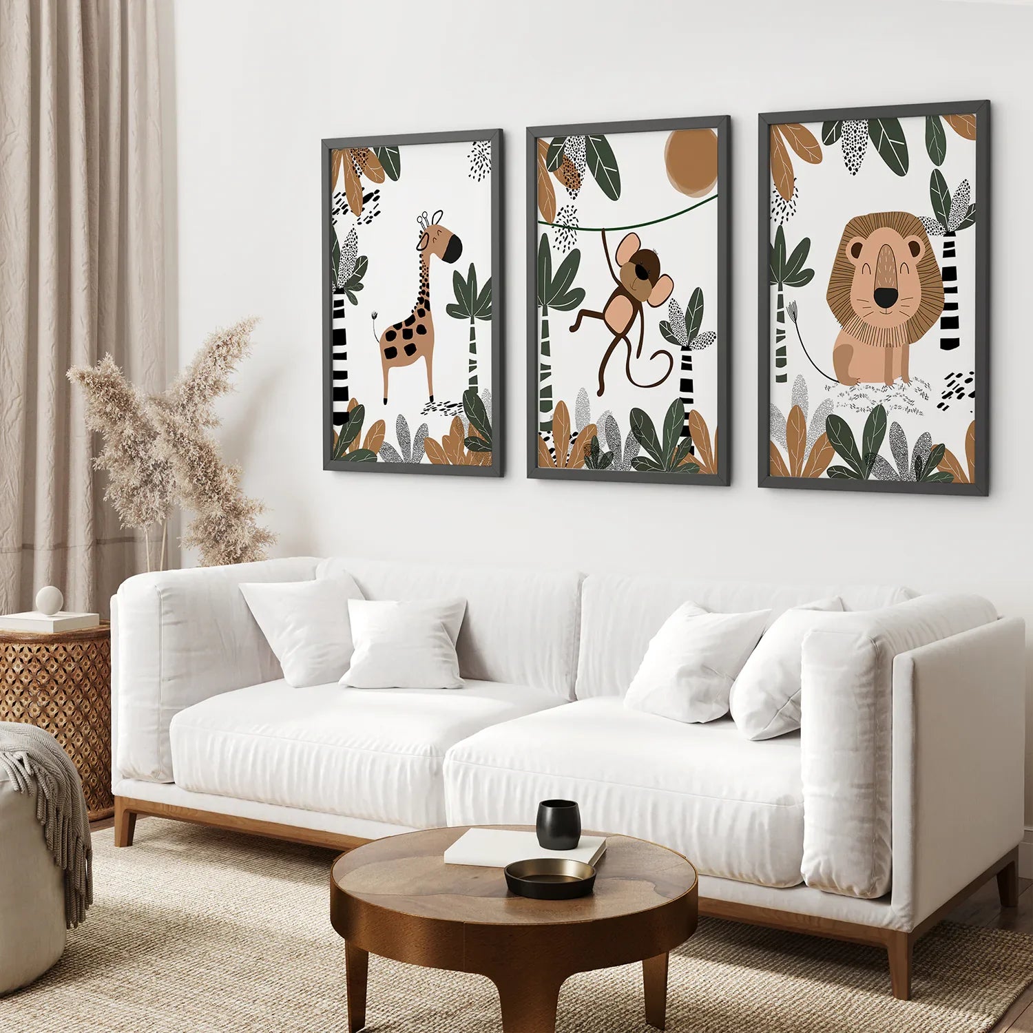 Safari Animals Wall Art Set of 3 Prints for Nursery